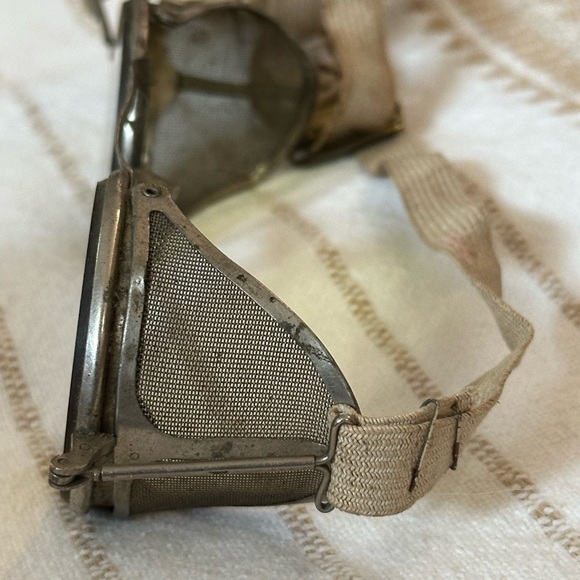 Vintage Wilson Goggles Yellow lens Metal Frame Side Mesh Steampunk Motorcycle - Picture 3 of 9